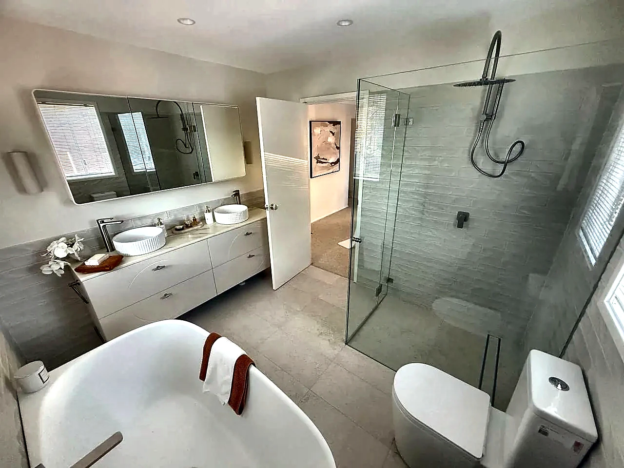 Completed Castle Hill bathroom vanity and shower