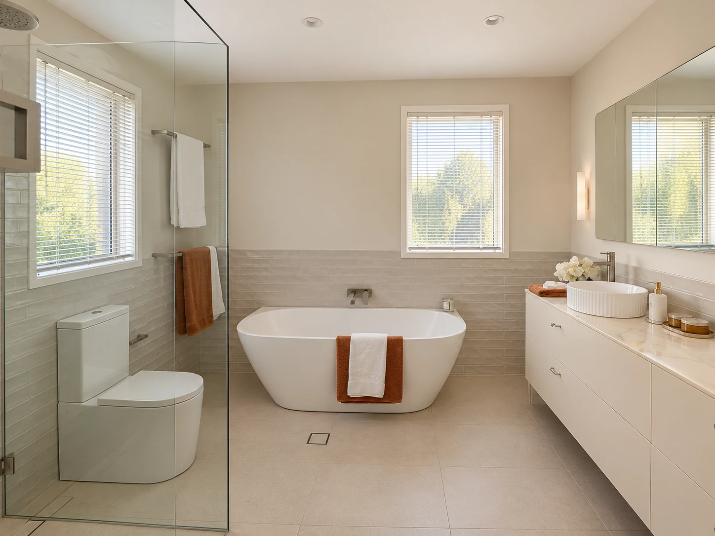 Levelled comparison view of the completed Castle Hill bathroom